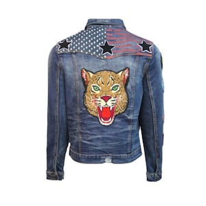 Top Gun® Denim Leopard Jacket Men 100% Authentic