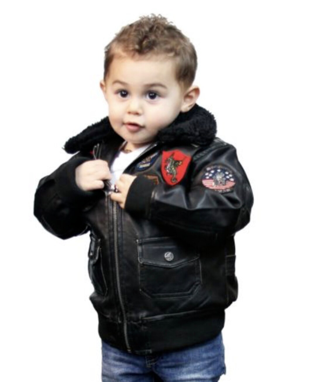 Top Gun® Kids PU Aviator Bomber, Black Etsy
