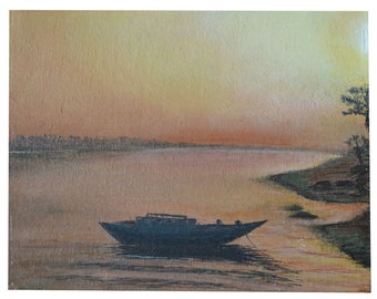 Indian Sunderban Sunset oil painting