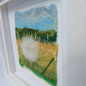 Dandelion Clock felted wool and embroidery art framed wall textile art image 8