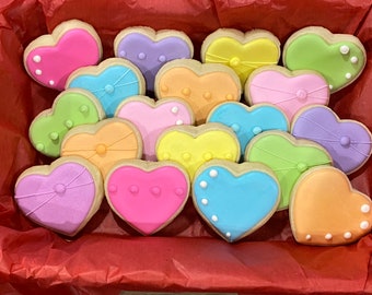 Valentines day cookies, Valentines sugar cookies, heart cookies, custom valentines gift, personalized cookies, decorated valentine, gift box