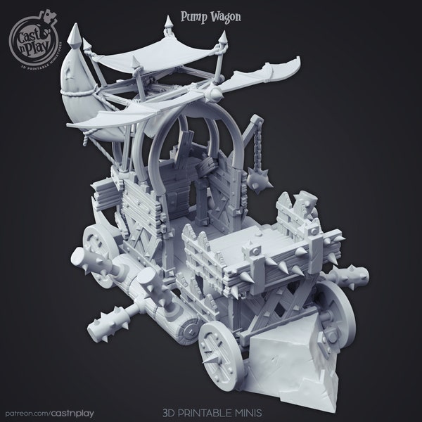 Goblin Pump Wagon Cart   3D Printed Resin Miniature by Cast n Play