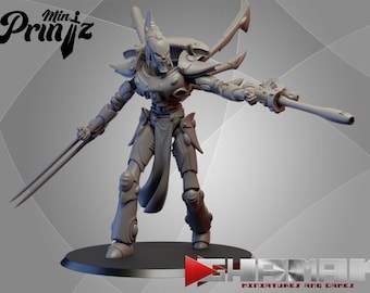 Sci-Fi Dark Space Elf Wraith Knight 3D Printed Miniature by Ghamak  (over 230mm tall)