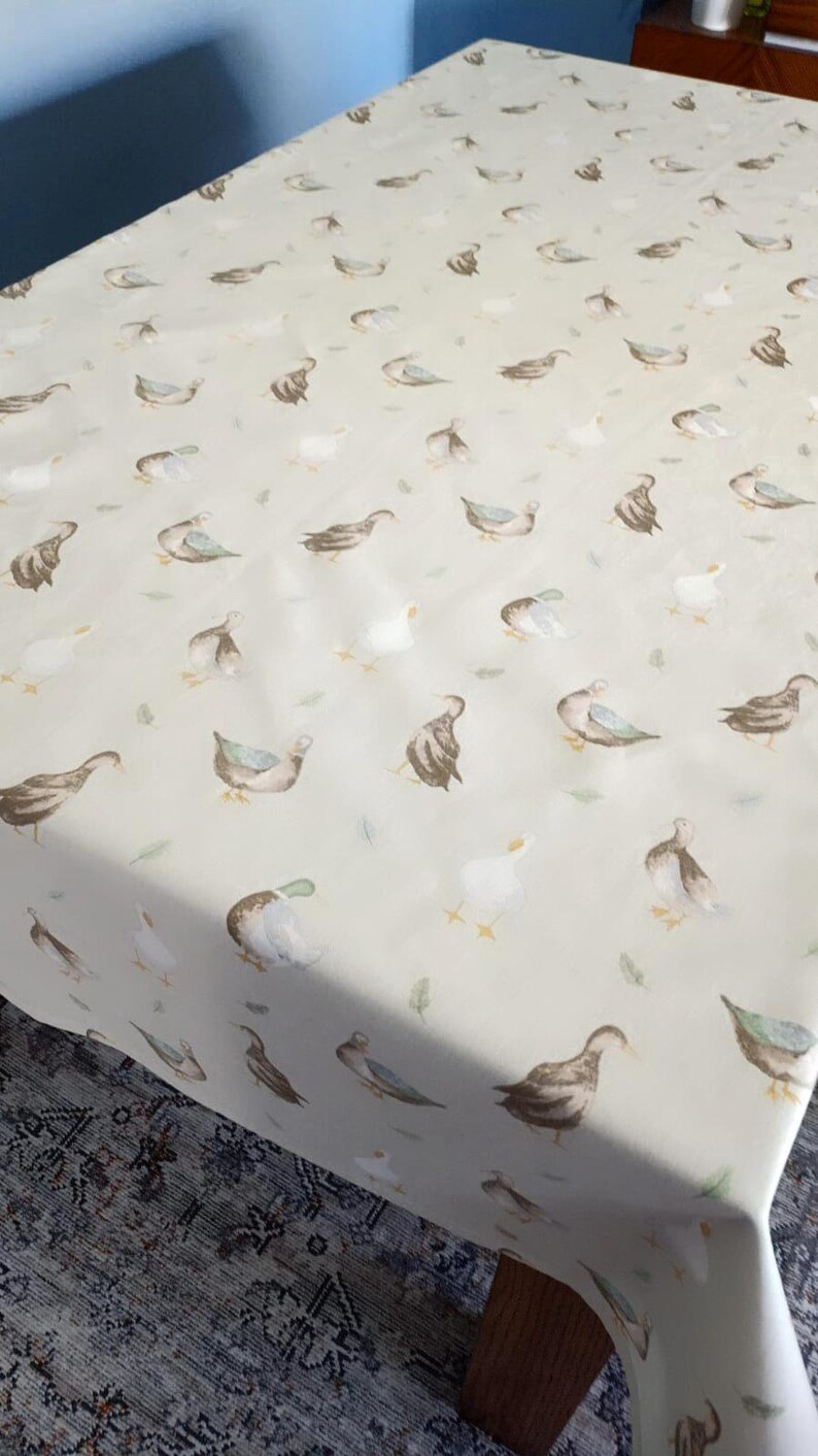Duck design tablecloth goose design tablecover beige linen Etsy