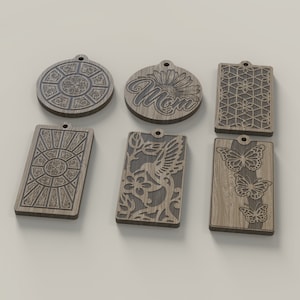 Colección de llaveros SVG. Archivos digitales para Glowforge y Laser Cutters.DIY
