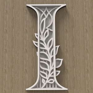 Layered Letter I, Multilayer monogram, 3D Alphabet SVG, files for laser cutting and printing DIY.