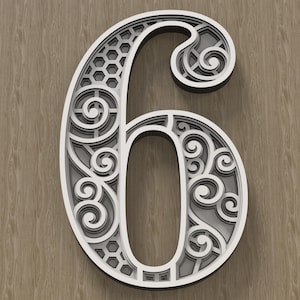 Layered Floral Nummer 6 3D Mandala SVG DXF - Layered Mandala SVG - Dateien für Laserschnitt, Cricut Projekte