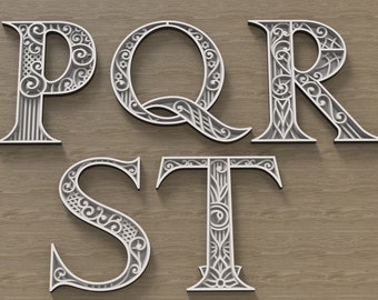 5 layered letters, 3d Letter svg,  layered monogram, files for laser cutting and printing DIY.