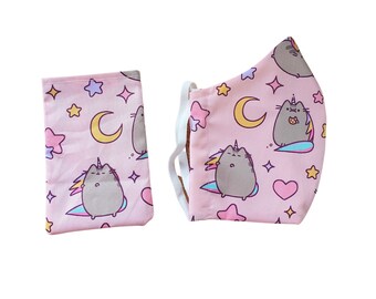 Pusheen the Cat Triple Layer Face Mask with Storage Sleeve (Washable & Reusable)
