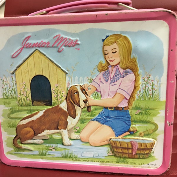 Junior miss, lunchbox , sale, vintage lunchbox, rare, metal lunchbox, collectible, unicorn, gift, vintage, unique, pink, girl
