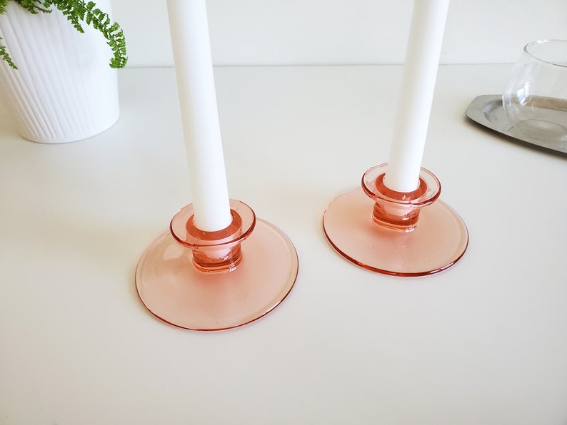 Pink Glass Candlestick Holders image 7