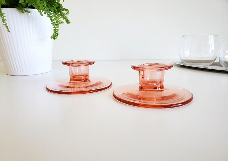Pink Glass Candlestick Holders image 5
