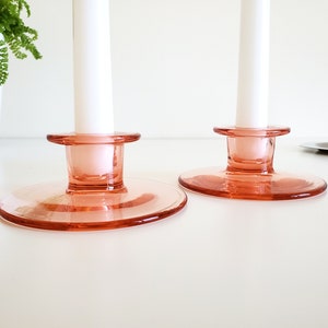 Pink Glass Candlestick Holders image 1