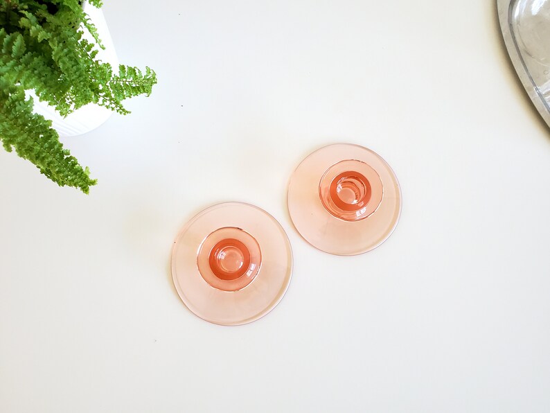 Pink Glass Candlestick Holders image 6