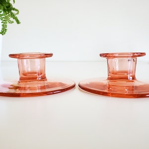 Pink Glass Candlestick Holders image 3