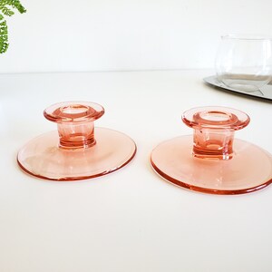 Pink Glass Candlestick Holders image 4