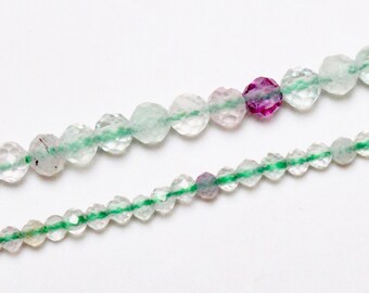 x 1 fil Fluorine 250 perles facettées en 15-2mm 2.5-3mm(150) pierre naturelle ronde facetté semi-précieuse pour bijoux.