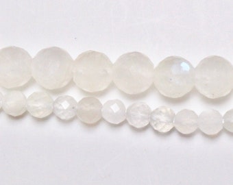 x 1 thread Bluish moonstone 100 natural faceted beads in 4mm 6mm(65) 8mm(48) semi-precious round faceted natural stone