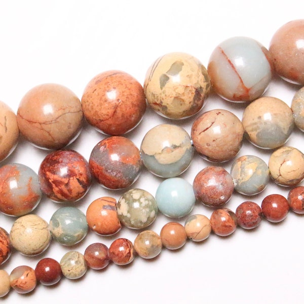 Jaspe Impérial naturelle 90 perles naturelle en 4mm 6mm(63) 8mm (48) 10mm(38) jaspe sédiment de mer Qualité AA