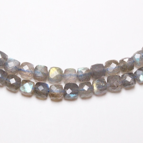 x 1 Labradorite yarn 90 natural faceted cube bead in 4mm semi-precious cube faceted natural stone