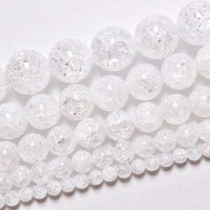 Cracked Rock Crystal Pearl 90 natural pearls in 4mm 6mm(63) 8mm(48) 10mm(38) 12mm(32) smooth round semi-precious stone