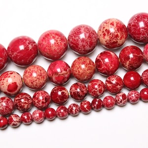 Imperial Jasper red 90 natural pearls in 4mm 6mm(63) 8mm (48) 10mm(38) AA quality