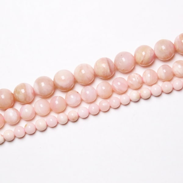 RARE Perle Opale Rose 90 perles naturelle en 4mm 6mm(63) 8mm(48) 10mm(38) 12mm(32) A pierre naturelle ronde lisse semi-précieuse