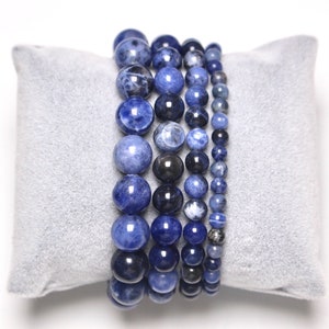 Bracelet Sodalite in natural pearls 4/6/8/10 mm 18-19 cm smooth semi-precious stone and round jewelry natural stone