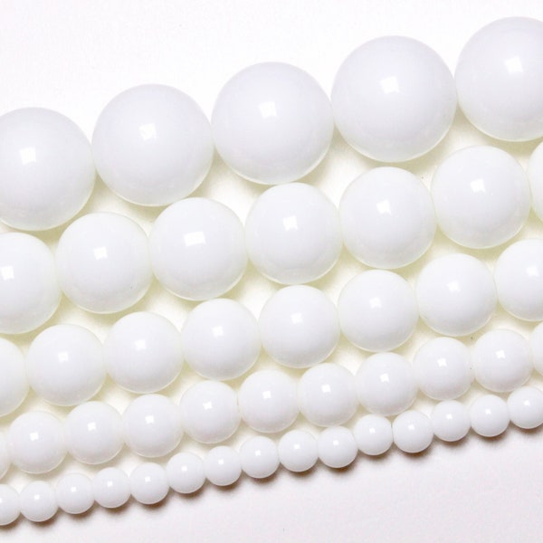 Perle Agate blanche 90 perles naturelle en 4mm 6mm(63) 8mm(48) 10mm(38) 12mm(32) Grade A pierre naturelle ronde lisse semi-précieuse
