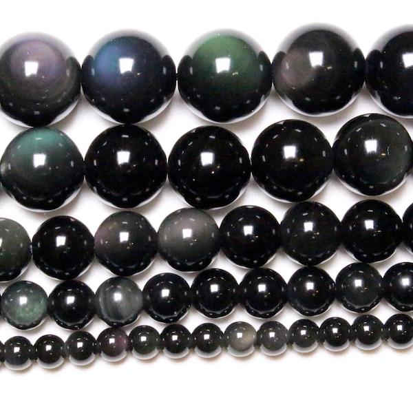 Perle Obsidienne oeil céleste 90 perles naturelle en 4mm 6mm(63) 8mm(48) 10mm(38) 12mm(32) pierre naturelle ronde lisse semi-précieuse