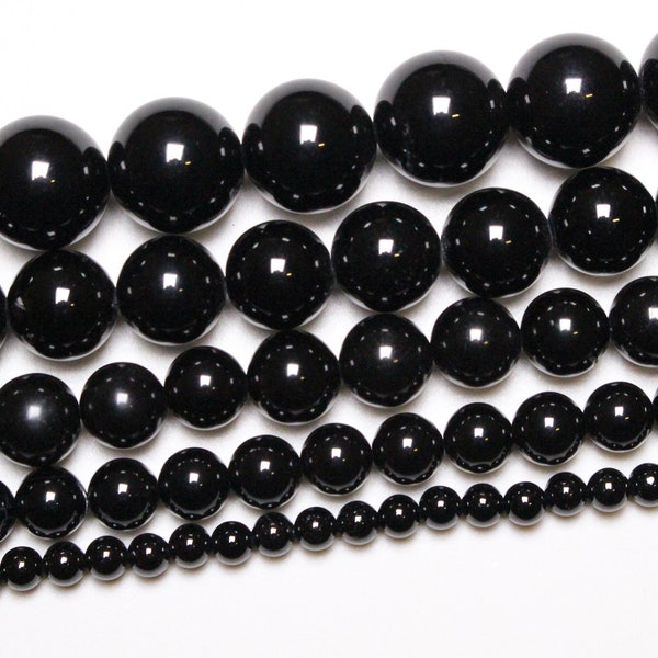 Schwarze Spinellperle AAA 90 Naturperlen 4mm 6mm(63) 8mm(48) 10mm(38) 12mm(32) Glatter runder Halbedelstein Naturstein für Schmuck