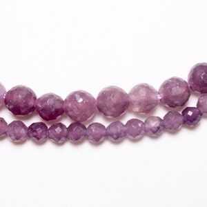 x 1 Lepidolite thread 100 natural faceted beads in 4mm 6mm(65) 8mm(48) semi-precious round faceted natural stone