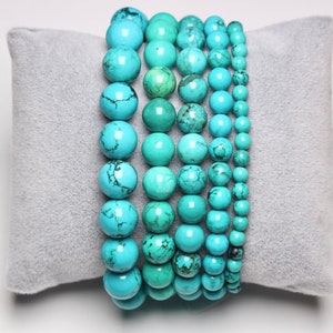 Turquoise bracelet of china in natural pearls 4/6/8/9/10 mm 18-19 cm semi-precious stone smooth and round
