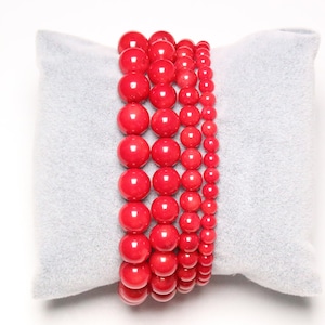 Red Sea Bamboo Coral Bracelet in 4/6/8/10 mm 18-19 cm