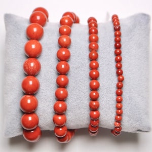 Bracelet Red Jasper in natural pearls 4/6/8/10 mm 18-19 cm smooth semi-precious stone and round jewelry natural stone