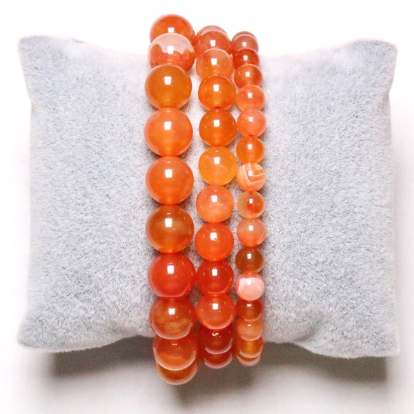 Fire Agate bracelet in natural beads 4/6/8/10 mm 18-19 cm smooth and round semi-precious stone natural stone jewelry