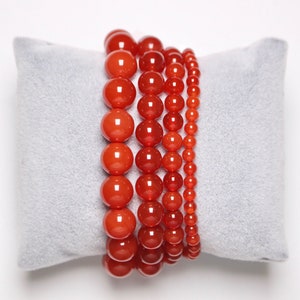 Carnelian bracelet in natural pearls 4/6/8/10 mm 18-19 cm smooth and round semi-precious stone natural stone jewelry