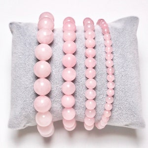 Pink Quartz bracelet in natural pearls 4/6/8/10 mm 18-19 cm smooth and round semi-precious stone natural stone jewelry