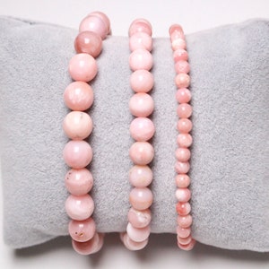 Pink Opal Bracelet in natural pearls 4/6/8 mm 18-19 cm smooth and round semi-precious stone natural stone jewelry