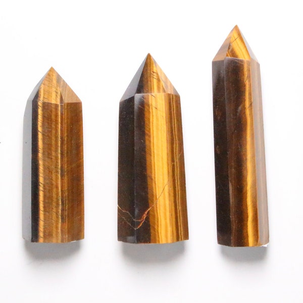 Tiger's Eye Tip in Natural Stone,Tiger's Eye, Wand / Semi-Precious Reiki Healing Tower