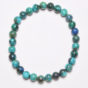 Chrysocolla bracelet in natural pearls 6 mm 10-19 cm smooth and round semi-precious stone natural stone jewelry