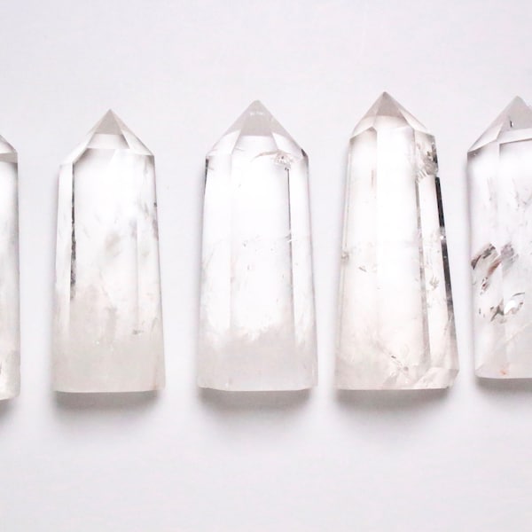 Natural Stone Rock Crystal Tip, White Quartz, Wand / Reiki Healing Semi-Precious Tower