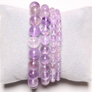 Lavender Amethyst Bracelet in Natural pearls 4/6/8/10 mm 19 cm Adjustable smooth and round semi-precious stone natural stone jewelry