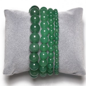 Green Aventurine Bracelet in Natural Beads 4/6/8/10 mm 18-19 cm Smooth and Round Semi-Precious Stone Natural Stone Jewelry