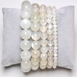 Bracelet Moonstone in natural pearls 4/6/8/10/12 mm 18-19 cm smooth semi-precious stone and round jewelry natural stone