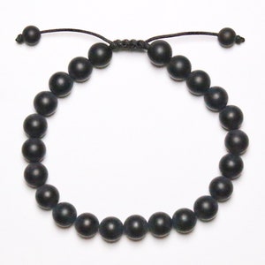 Bracelet Shamballa en onyx mat 6/8/10 mm, bracelet réglable shambala bracelet homme image 1