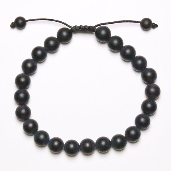 Bracelet Shamballa en onyx mat 6/8/10 mm, bracelet réglable shambala bracelet homme