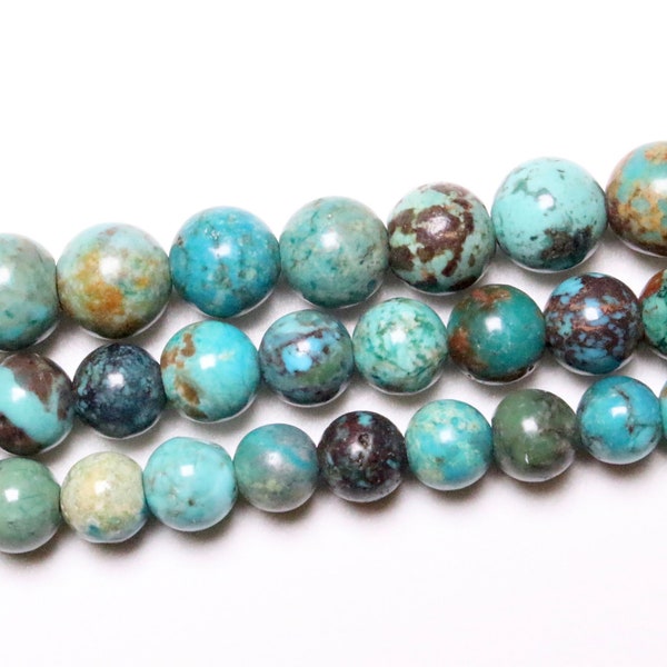 Perle Turquoise véritable 75 perles naturelles en 5 mm 6mm(63), 8mm(48) Turquoise naturelle pierre naturelle qualité AAA