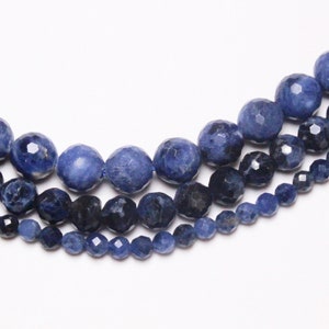 x 1 Sodalite thread 100 natural faceted beads in 4mm 6mm65 8mm48 semi-precious round faceted natural stone image 1