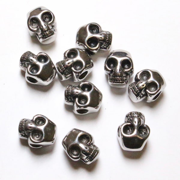 Stainless steel skull bead, skull charm, spacer bead